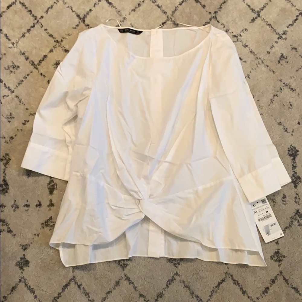 Zara white oversized pressed blouse, XL